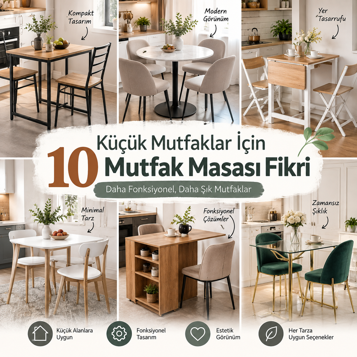 Küçük Mutfaklar İçin 10 Mutfak Masası Fikri 