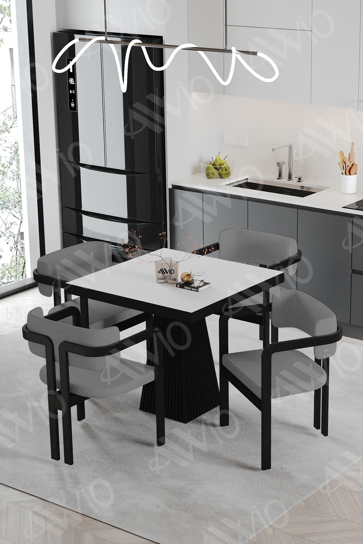 Bendis Bohem Ayak Tokyo Demonte Sandalye 80x80 Yemek Masası Mutfak Masası 4 Kişilik BEYAZ - 80X80