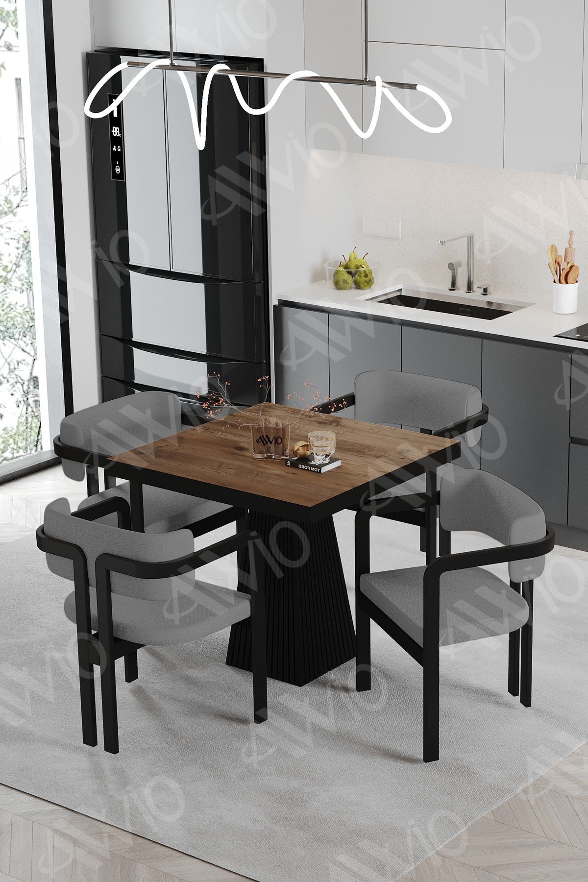 Bendis Bohem Ayak Tokyo Demonte Sandalye 80x80 Yemek Masası Mutfak Masası 4 Kişilik AKÇA - 80X80