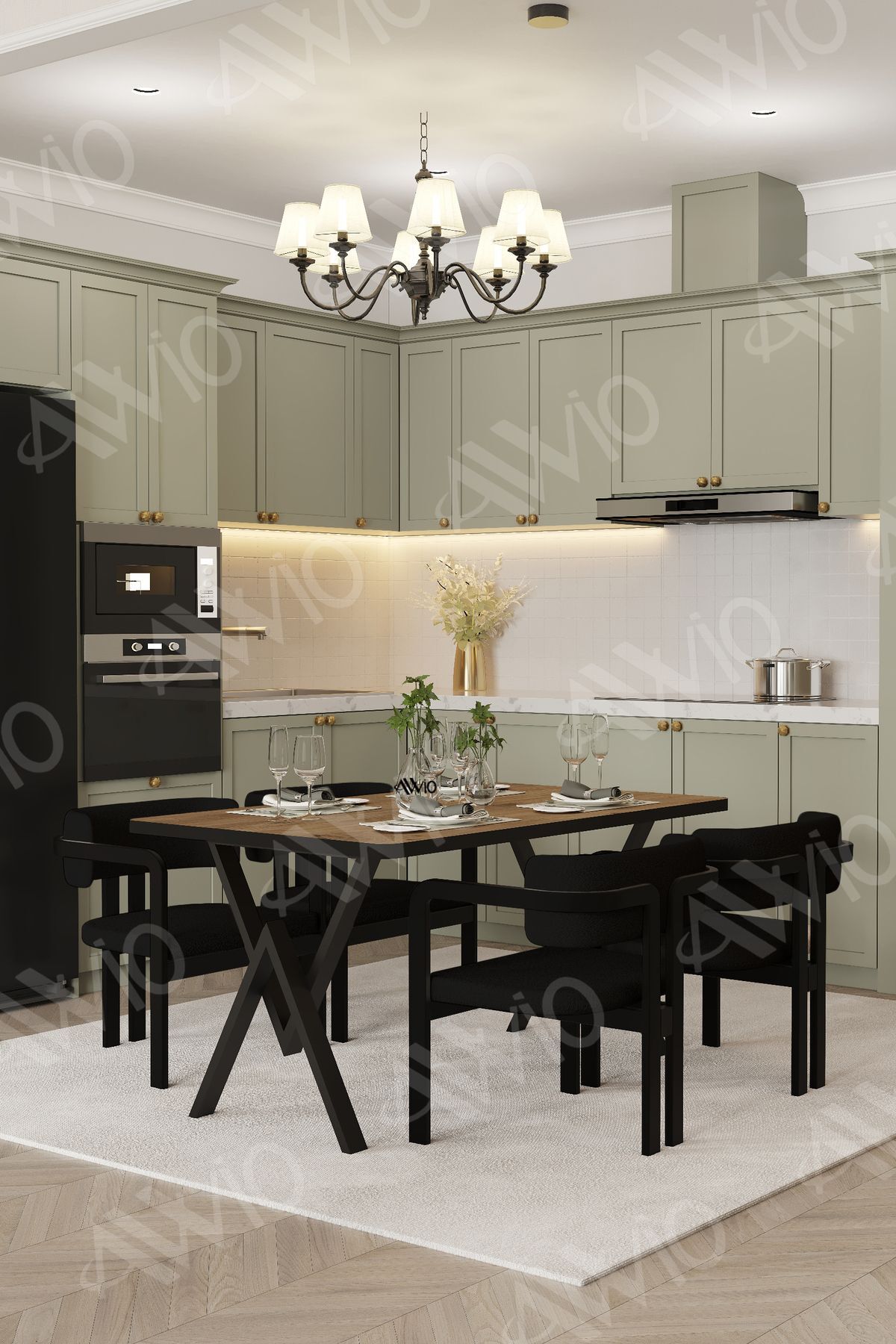 Via Tokyo Bohem Ayak Sandalye 80x120 Yemek Masası Mutfak Masası 4 Kişilik Kahverengi - 80X120