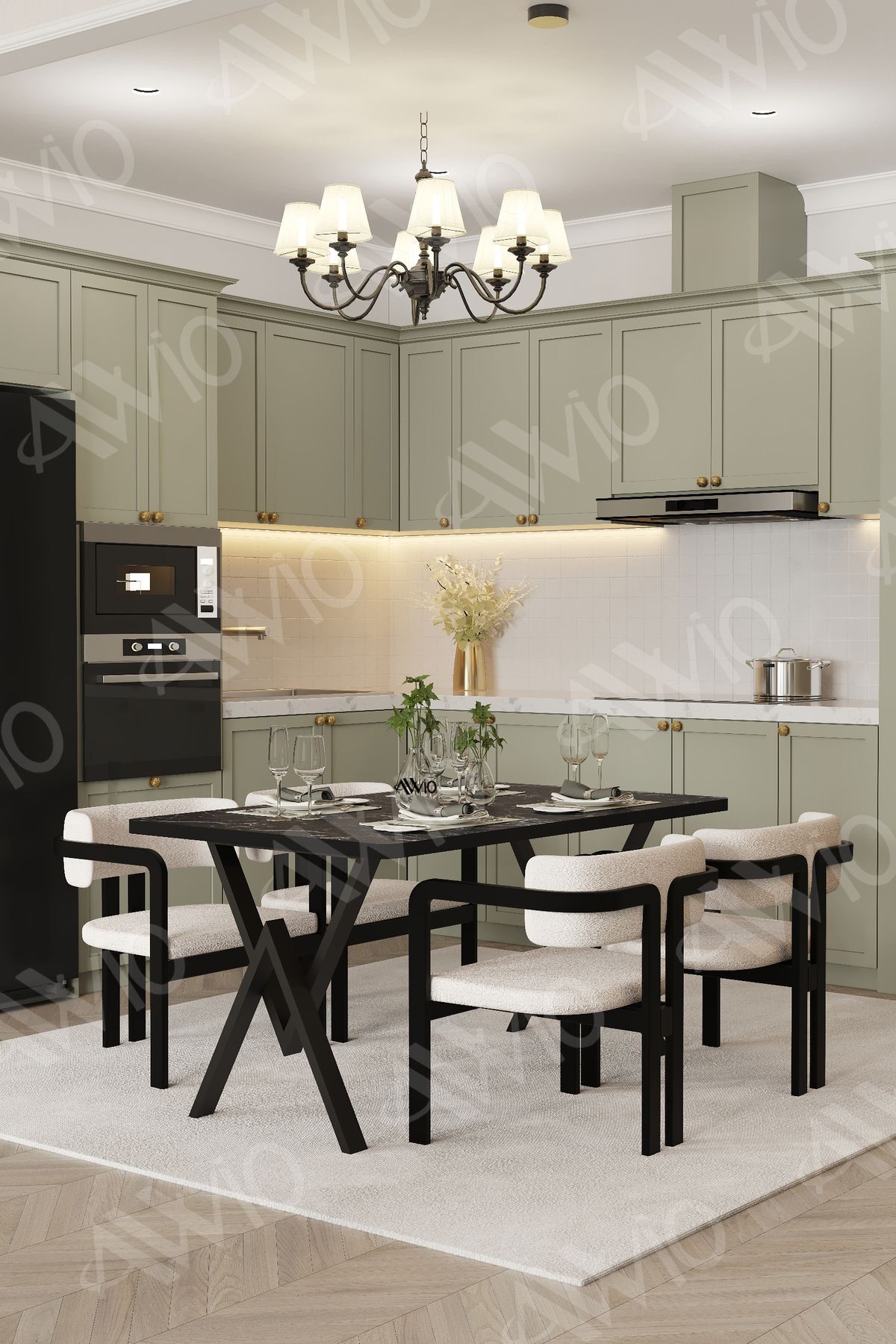 Aria Tokyo Demonte Sandalye 80x120 Yemek Masası Mutfak Masası Salon Masası 4 Kişilik Siyah - 80X120