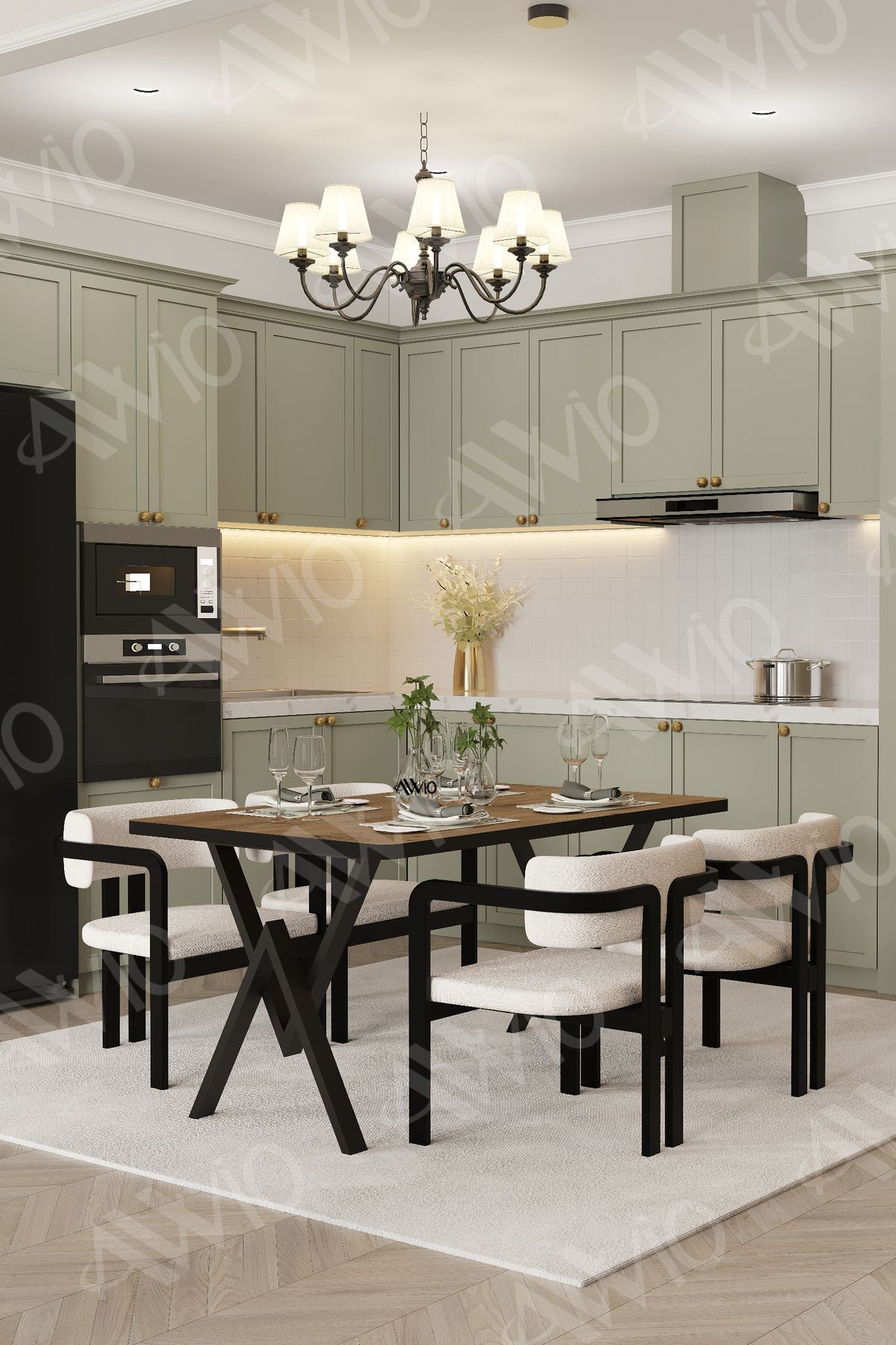 Aria Tokyo Demonte Sandalye 80x120 Yemek Masası Mutfak Masası Salon Masası 4 Kişilik Kahverengi - 80X120