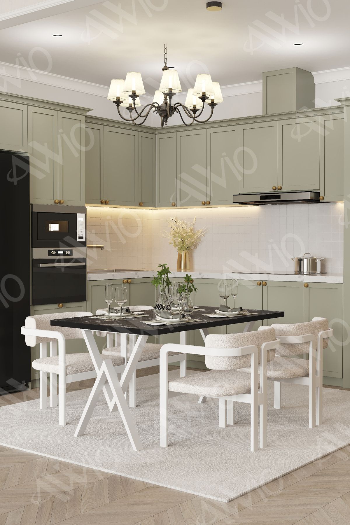 LOREN Tokyo Demonte Sandalye 80x120 Yemek Masası Mutfak Masası 4 Kişilik Siyah - 80X120
