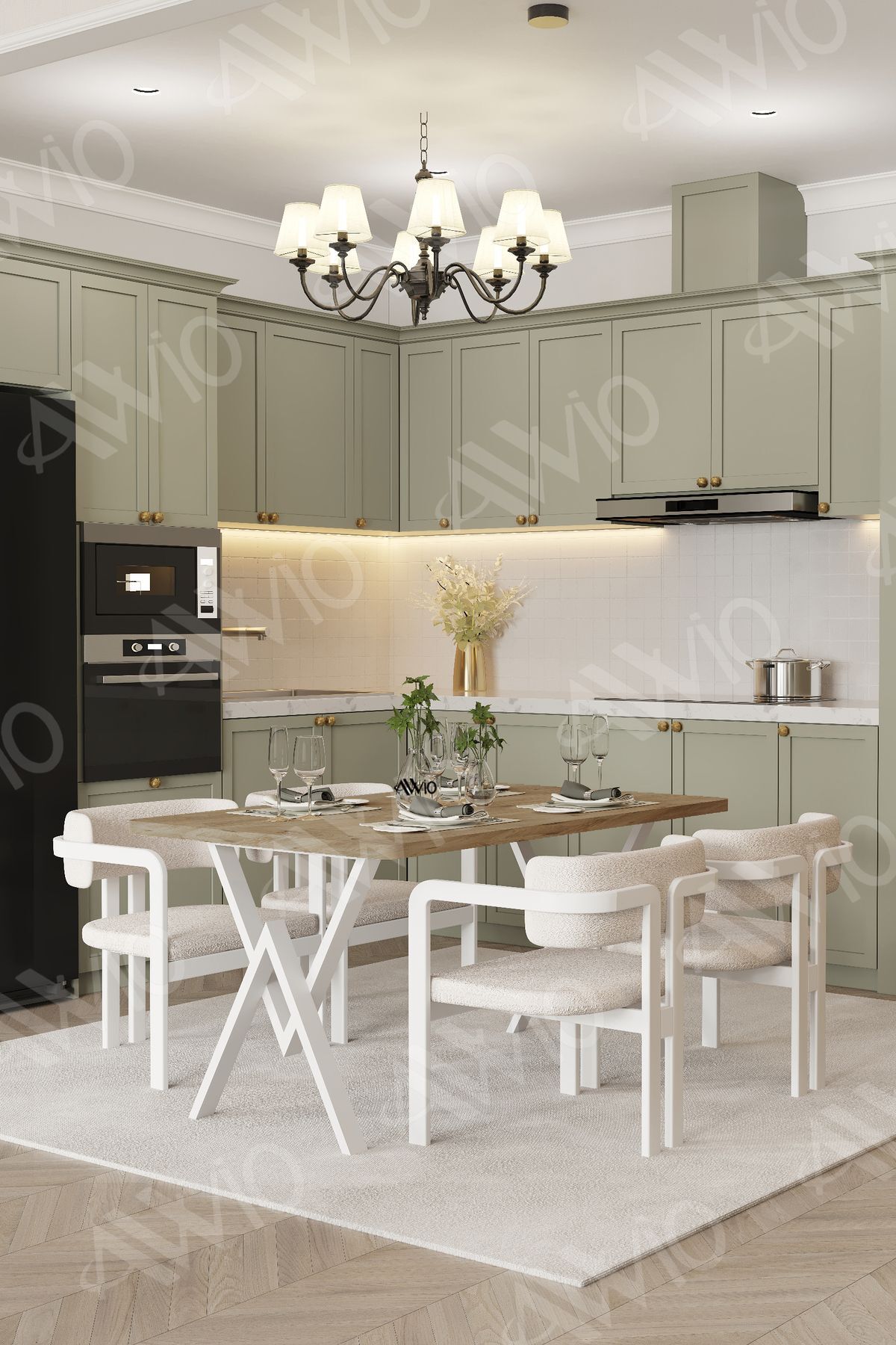 LOREN Tokyo Demonte Sandalye 80x120 Yemek Masası Mutfak Masası 4 Kişilik Kahverengi - 80X120