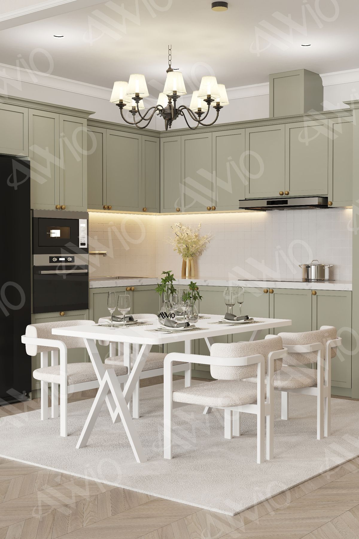 LOREN Tokyo Demonte Sandalye 80x120 Yemek Masası Mutfak Masası 4 Kişilik Beyaz - 80X120