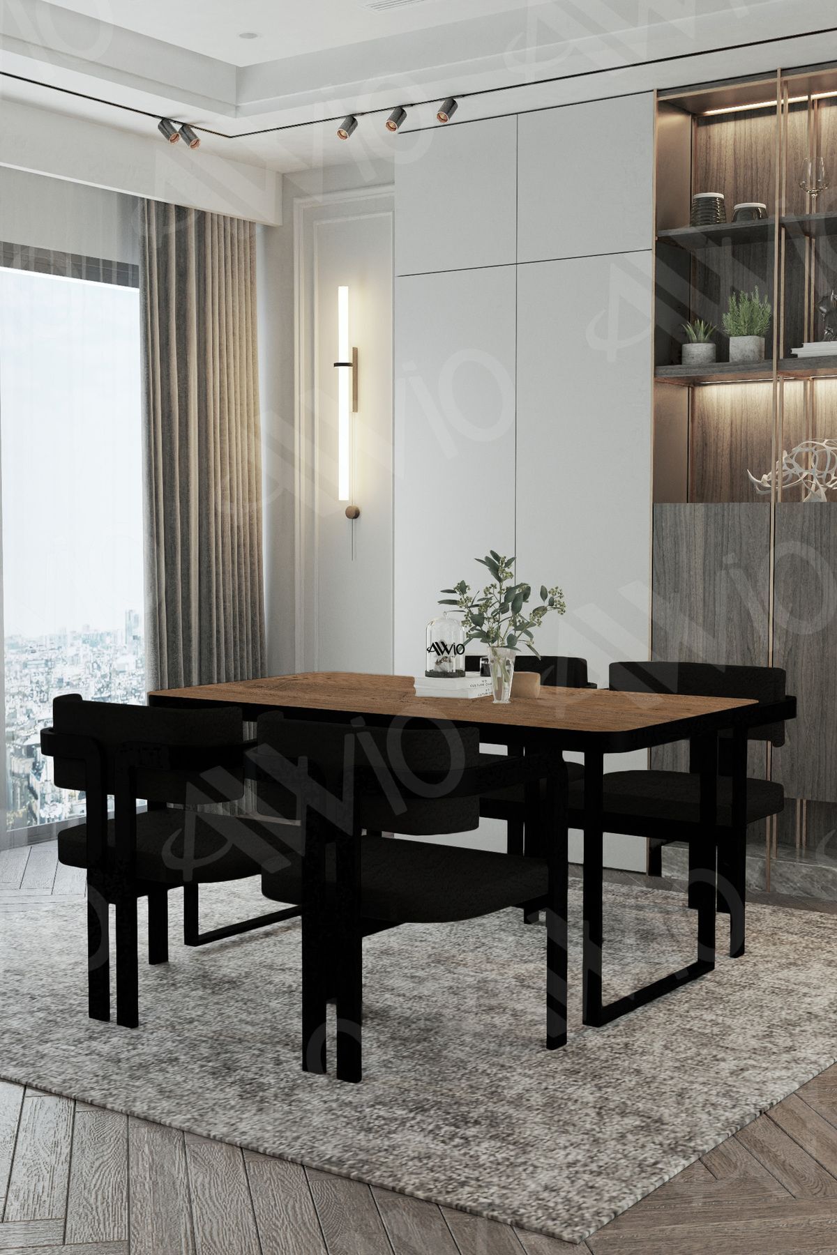 MARY Metal Ayak Tokyo Demonte Sandalye 80x120 Yemek Masası Mutfak Masası 4 Kişilik Kahverengi - 80X120