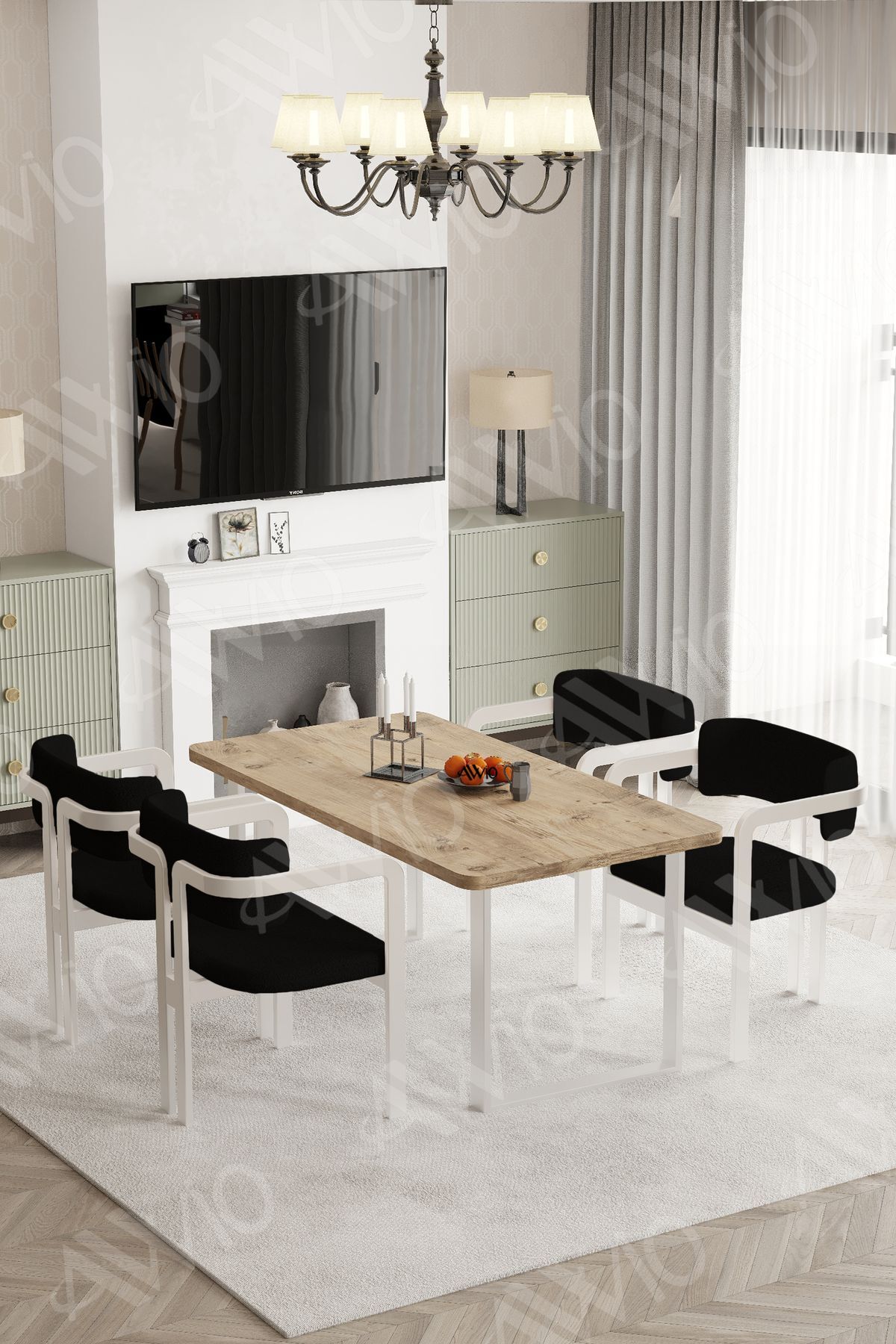 MİTRA MetalAyak Tokyo Demonte Sandalye 80x120 Yemek Masası Mutfak Masası 4 Kişilik AKÇA - 80X120
