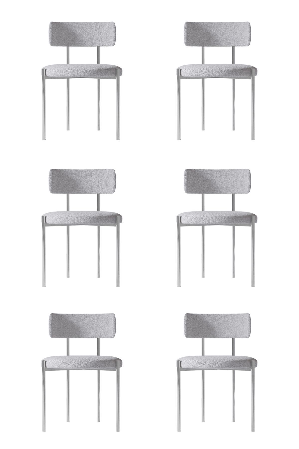 Cheri  Gümüş 6 'lı Yemek Odası Sandalyesi Mutfak Masası  Cafe Restorant Sandalyesi (TEDDY SANDALYE)