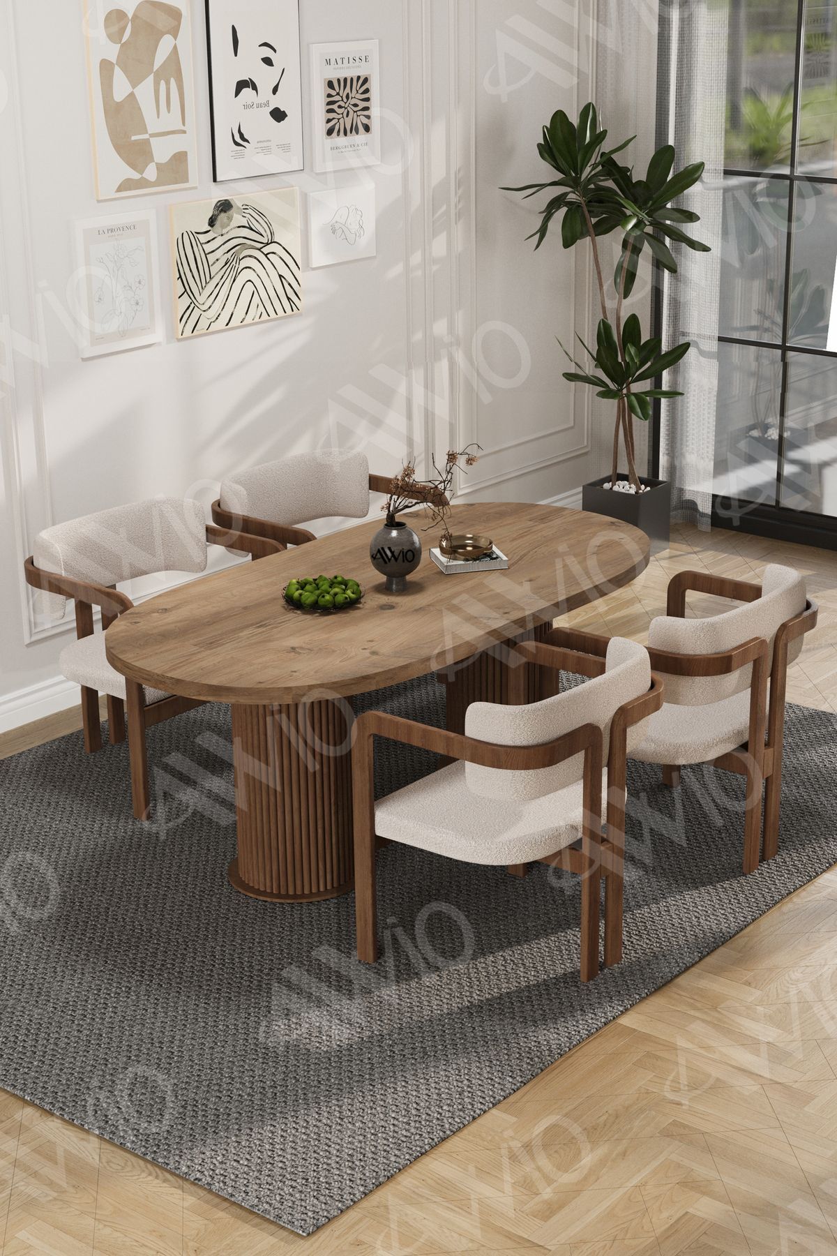 Brown Serisi Bohem Ayak 4'lü Tokyo Metal Demonte Sandalye 80x140 Masa Sandalye Takımı Akça Masa Sandalye Kahve Kumaş Krem - 80X140