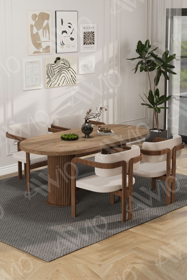 Brown Serisi Bohem Ayak 4'lü Tokyo Metal Demonte Sandalye 80x140 Masa Sandalye Takımı Akça Masa Sandalye Kahve Kumaş Krem - 80X140