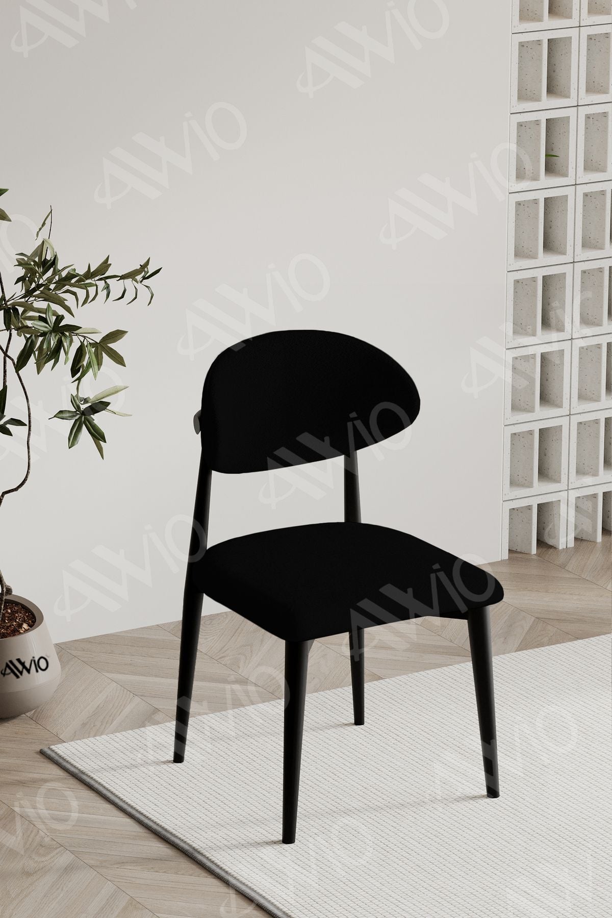 Siyah Polo Sandalye Mutfak Salon Yemek Odası Sandalyesi Metal Ayak