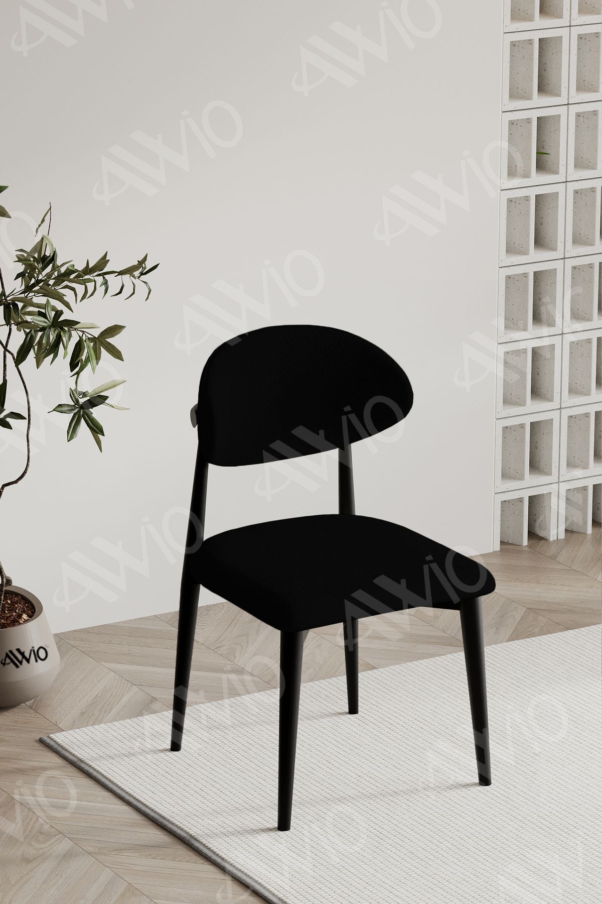 Siyah Polo Sandalye Mutfak Salon Yemek Odası Sandalyesi Metal Ayak SİYAH