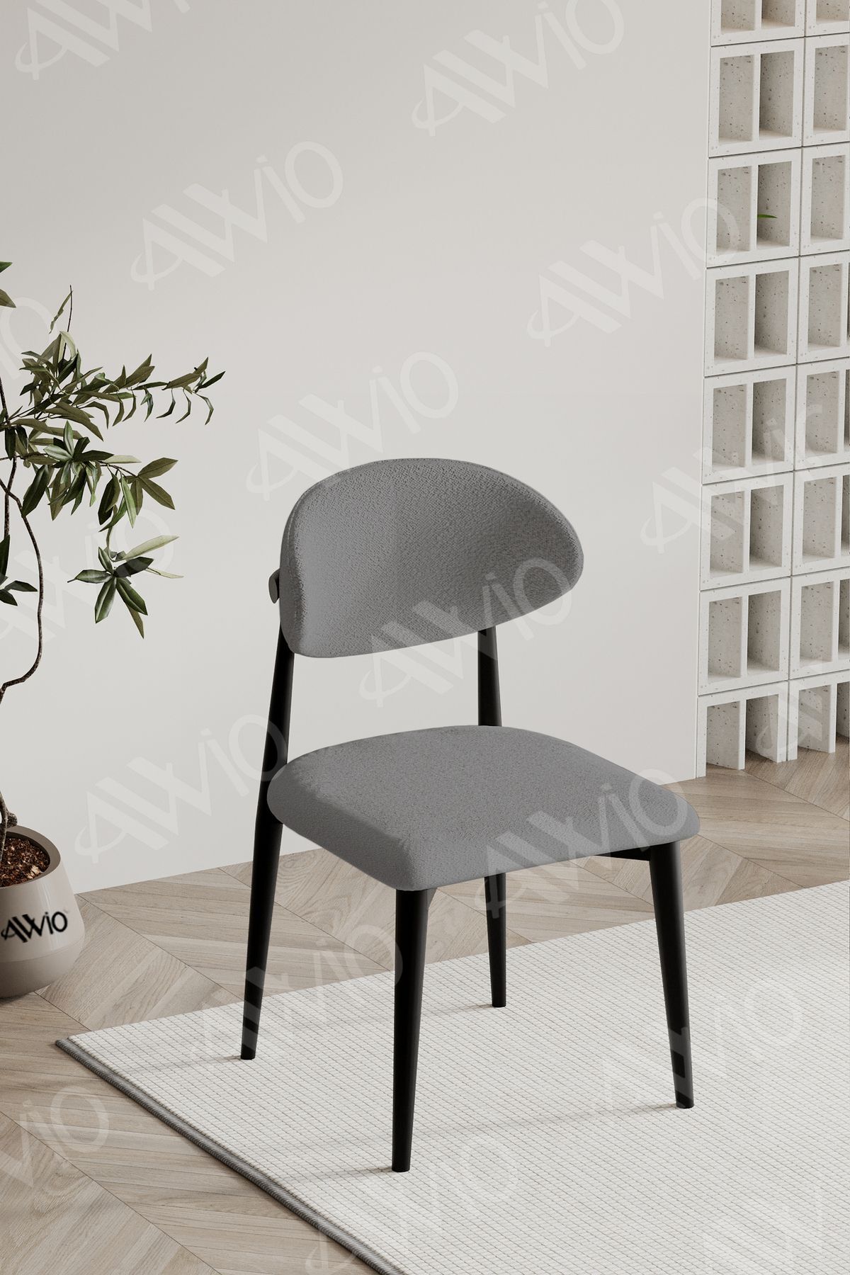 Siyah Polo Sandalye Mutfak Salon Yemek Odası Sandalyesi Metal Ayak GRİ