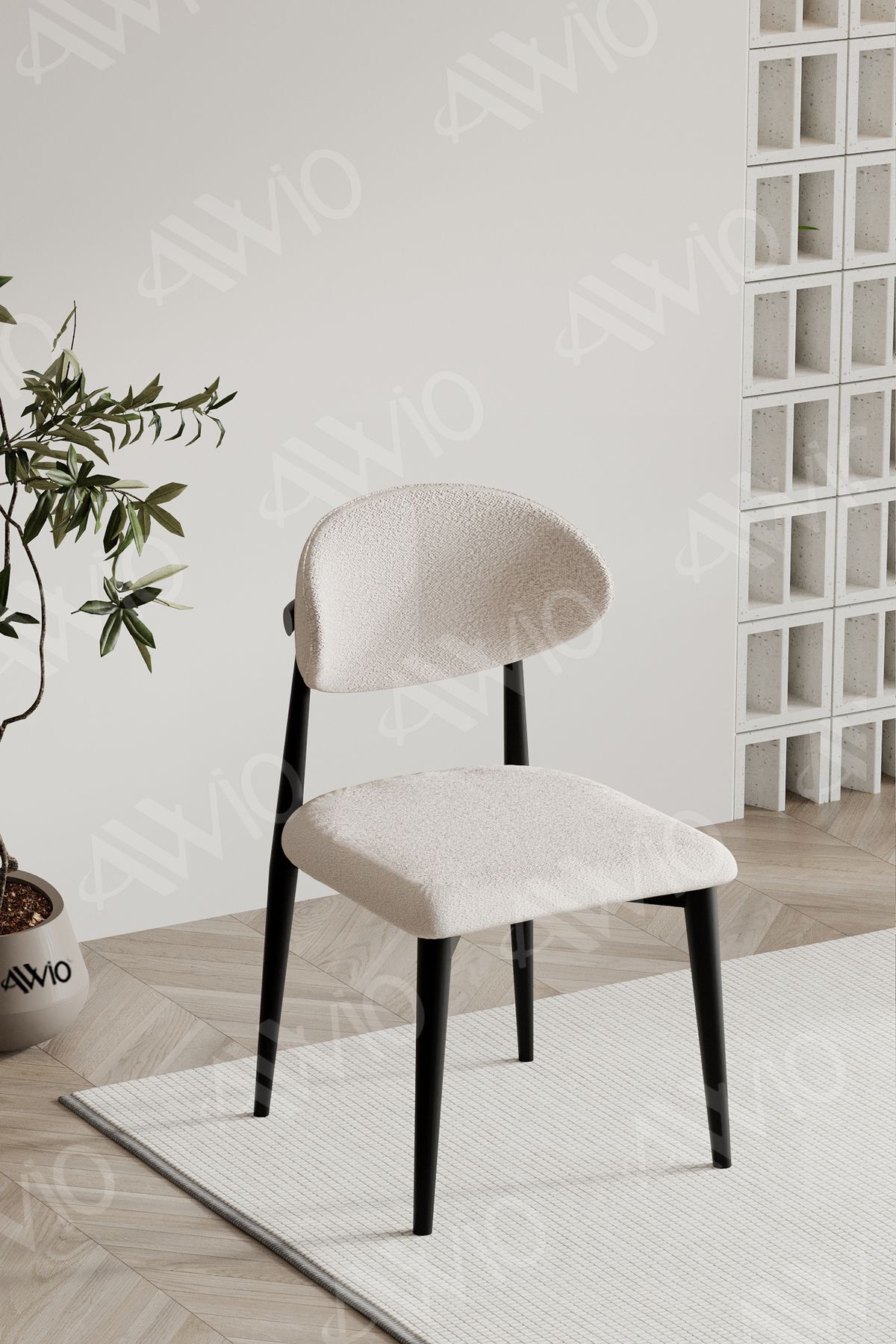 Siyah Polo Sandalye Mutfak Salon Yemek Odası Sandalyesi Metal Ayak KREM