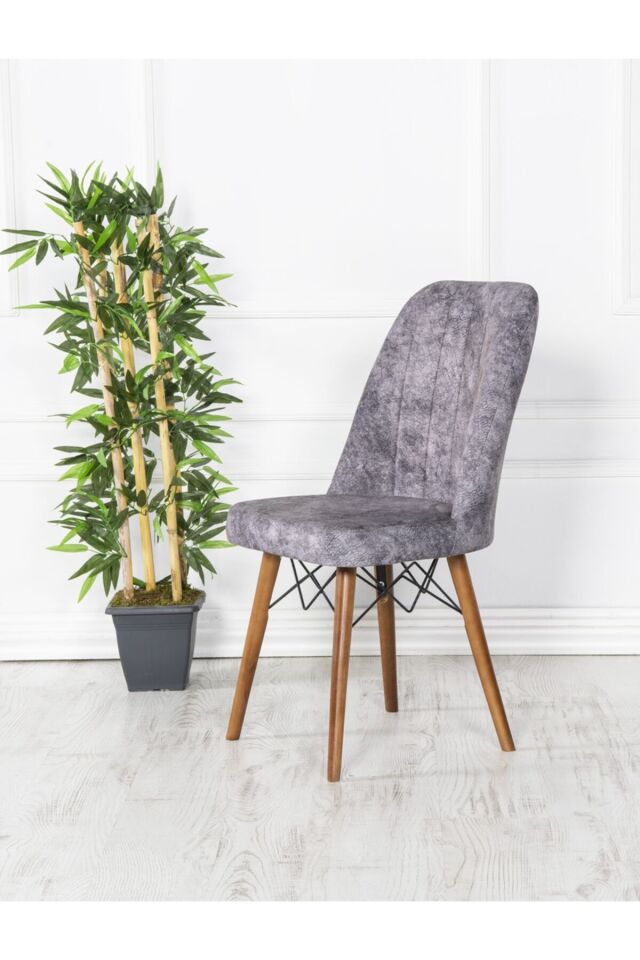 Erva Ceviz Ayaklı Gold Sandalye Krem