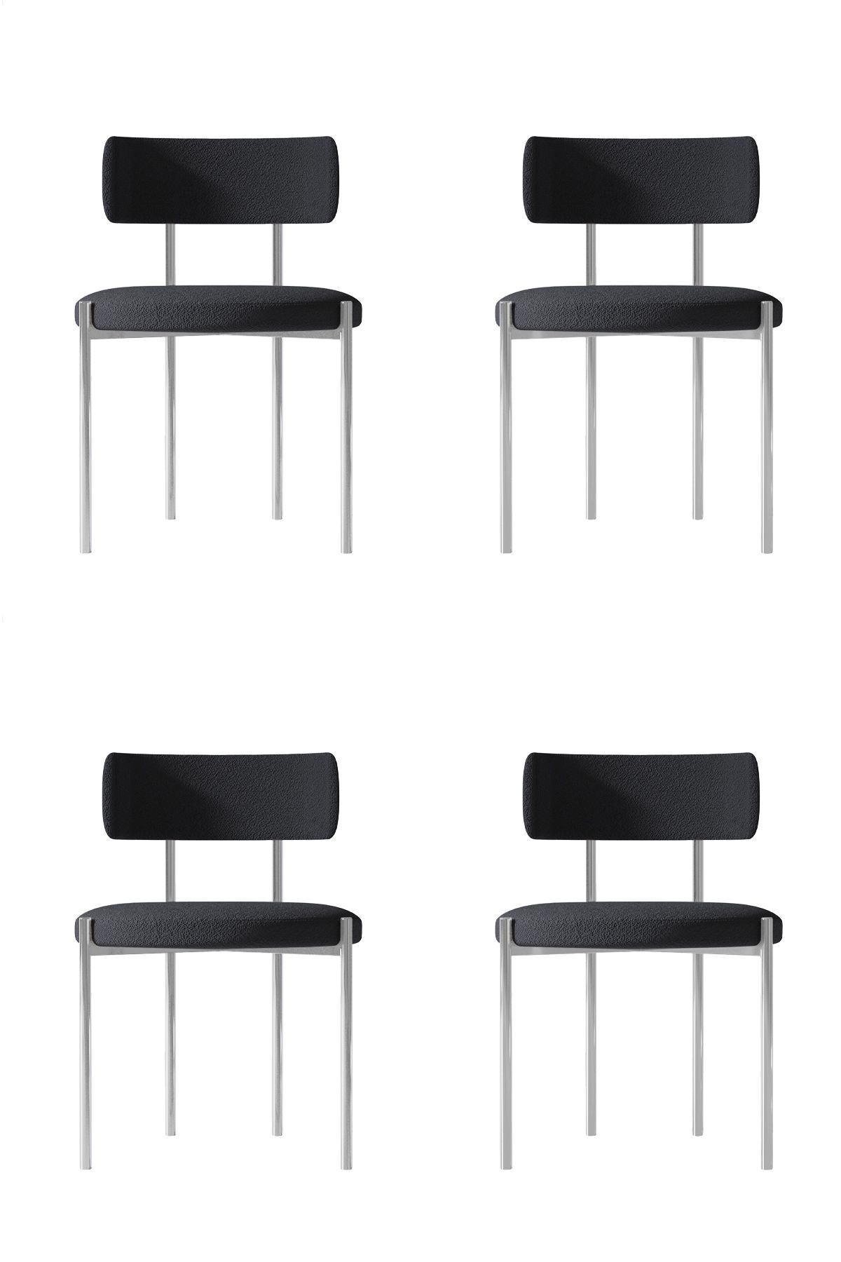 Tina Gümüş 4 'lü Yemek Odası  Mutfak Masası Sandalyesi Cafe Restorant Sandalyesi (TEDDY SANDALYE)