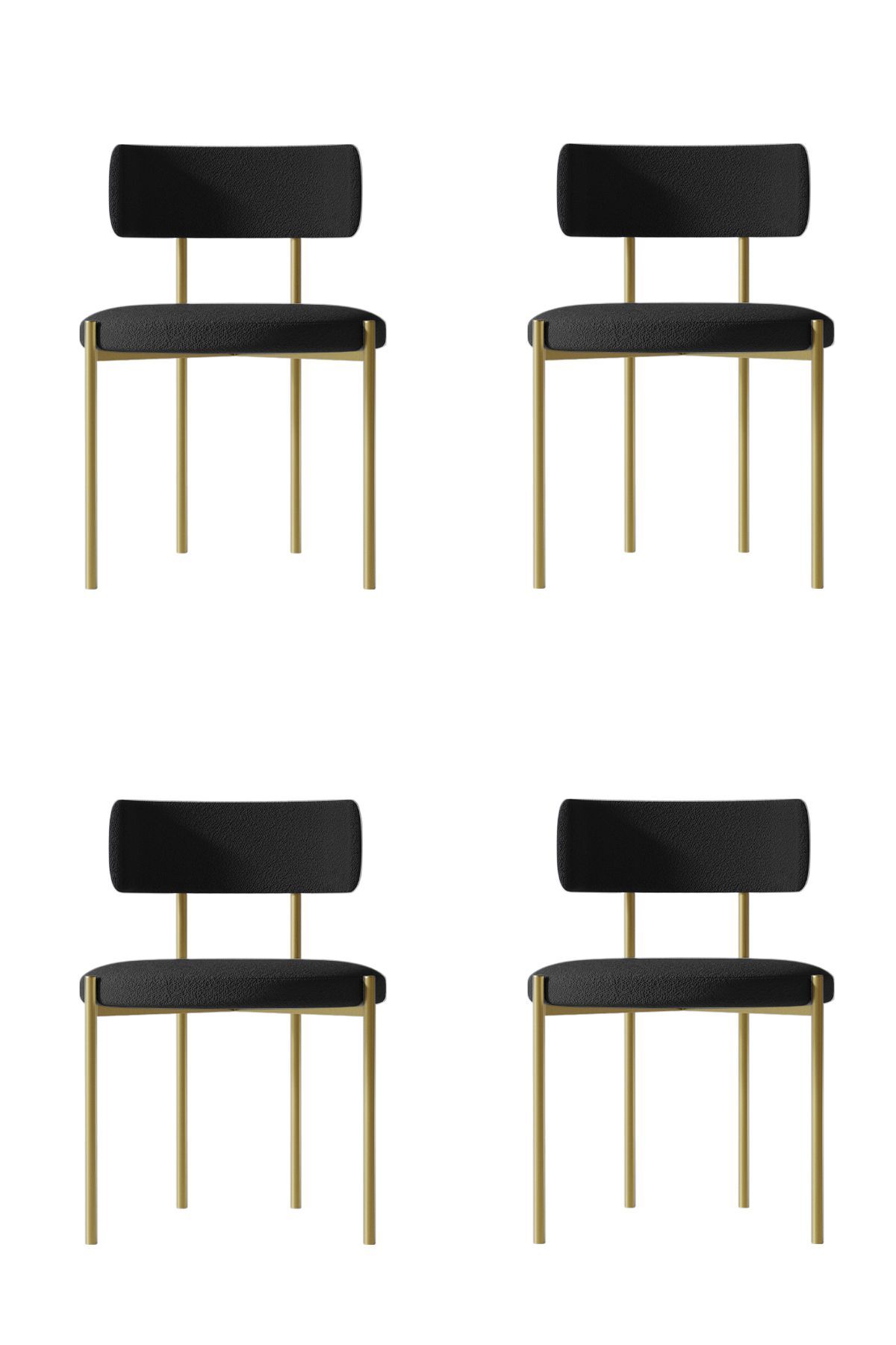Alisa Mat Gold 4 'lü Yemek Odası  Mutfak Masası  Cafe Restorant Sandalyesi (TEDDY SANDALYE)