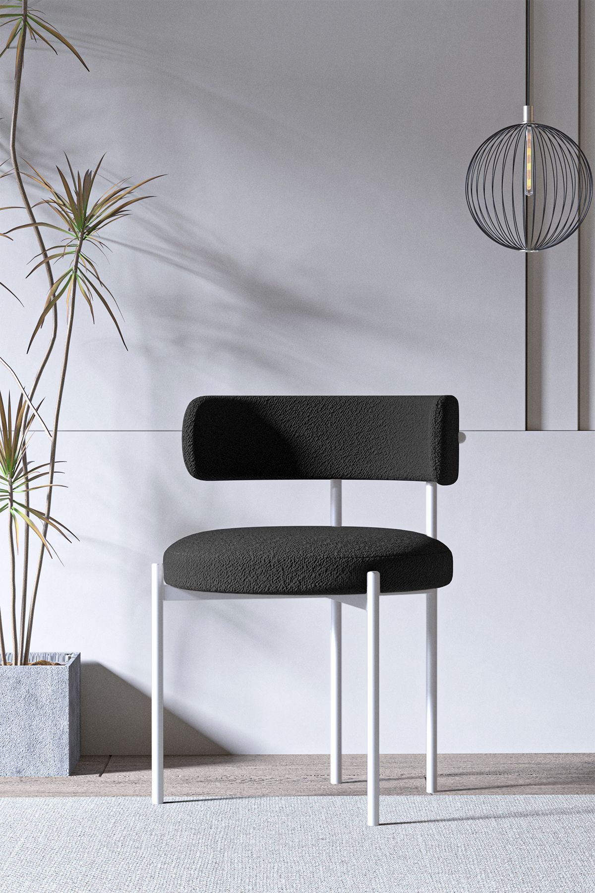 LENA Beyaz Teddy  Sandalye Yemek Odası Sandalyesi Mutfak Masası Sandalyesi