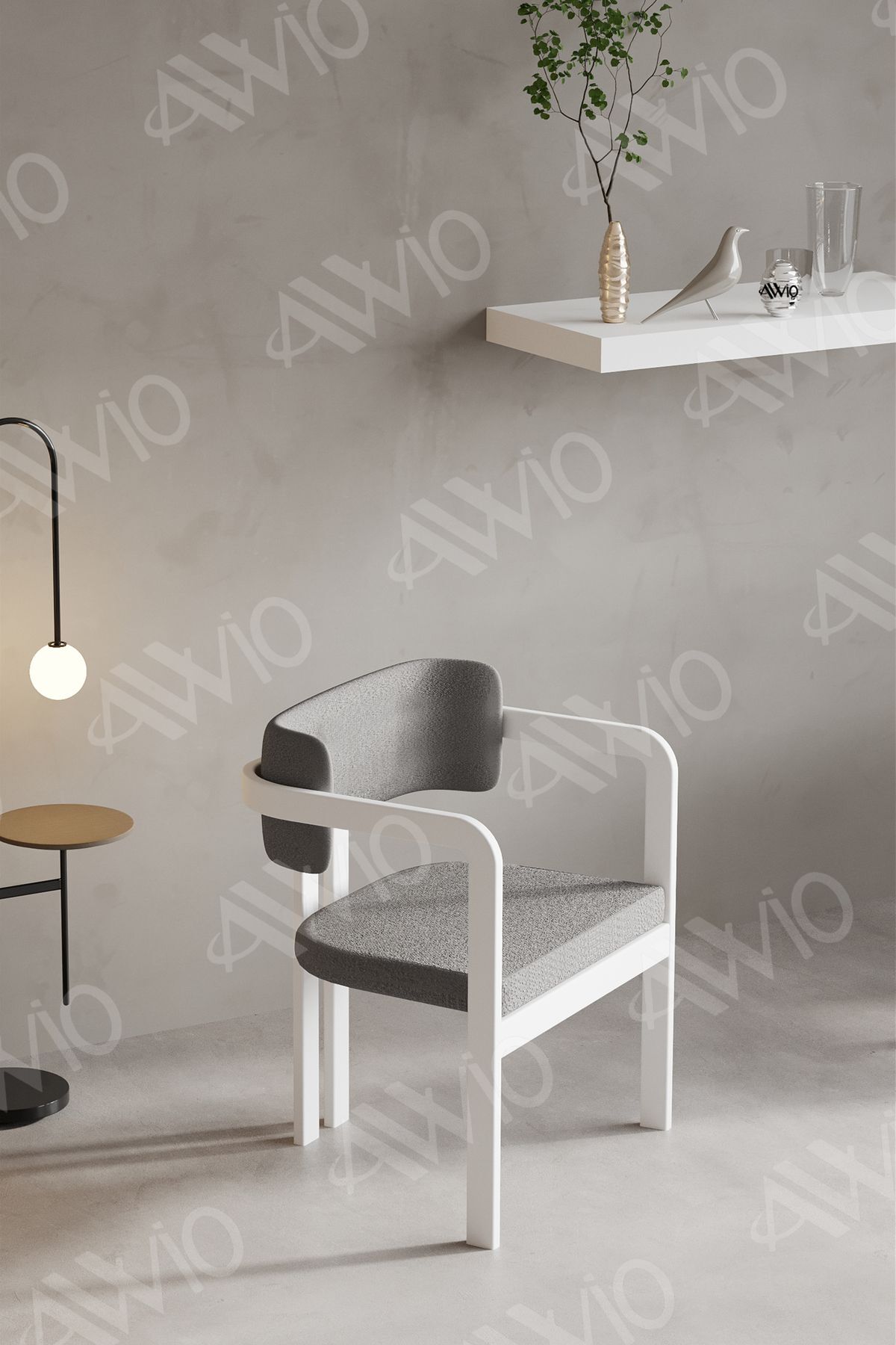 TRENTO Tokyo Sandalye Beyaz Mutfak Salon Yemek Odası Sandalyesi Demonte Metal Ayak GRİ