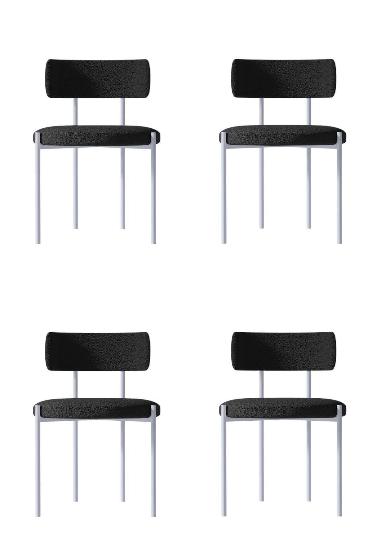 Vilza 4'LÜ Beyaz Yemek Odası  Mutfak Masası Sandalyesi Cafe Makyaj Sandalyesi (TEDDY SANDALYE)