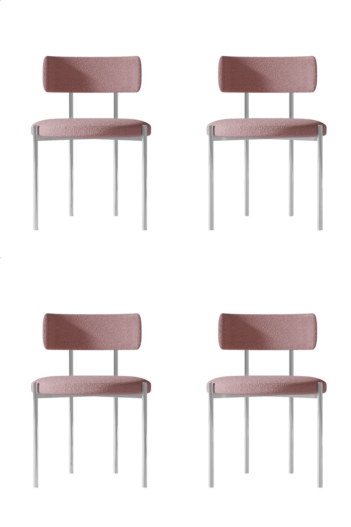 Tina Gümüş 4 'lü Yemek Odası  Mutfak Masası Sandalyesi Cafe Restorant Sandalyesi (TEDDY SANDALYE)