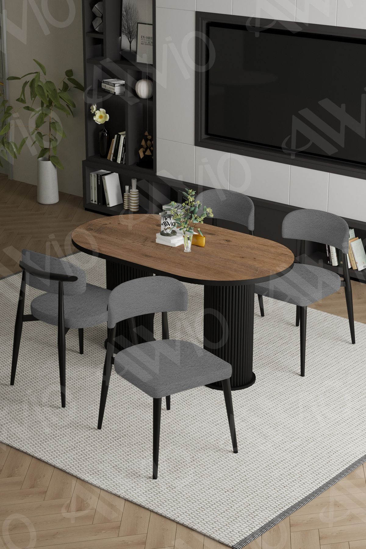Sophia Bohem Ayak Siyah Polo Sandalye 80x140 Mutfak Masa Sandalye Takımı AKÇA - 80X140
