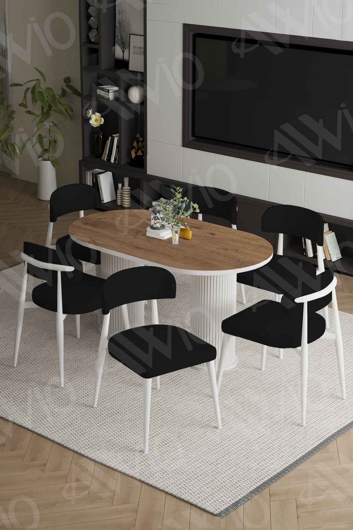Lea Bohem Ayak Beyaz Polo Sandalye 80x160 Mutfak Masa Sandalye Takımı AKÇA - 80X160