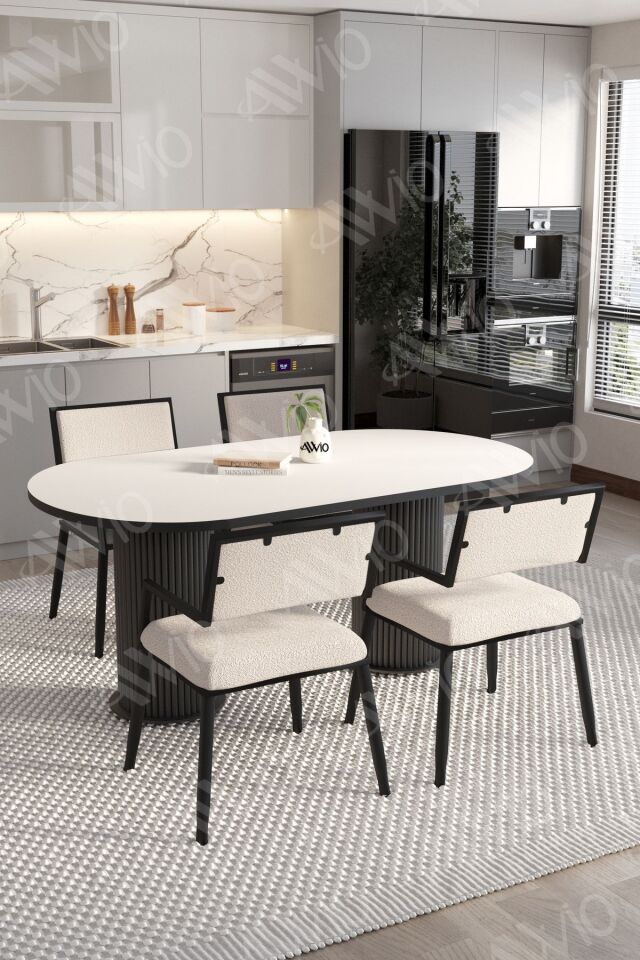 NATURA 80x140 Yemek Masası Mutfak Masası 4 Kişilik Masa Sandalye Takımı