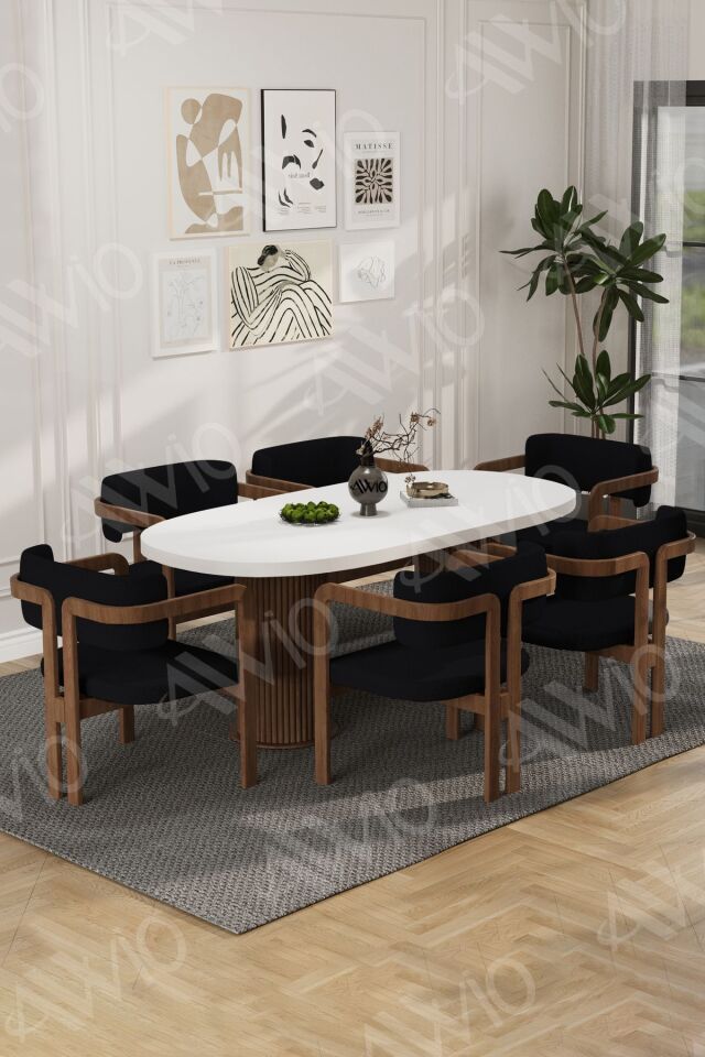 Arion Serisi Bohem Ayak 6'lı Tokyo Metal Demonte Sandalye 80x160 Masa Sandalye Takımı