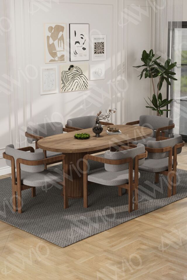 Arion Serisi Bohem Ayak 6'lı Tokyo Metal Demonte Sandalye 80x160 Masa Sandalye Takımı