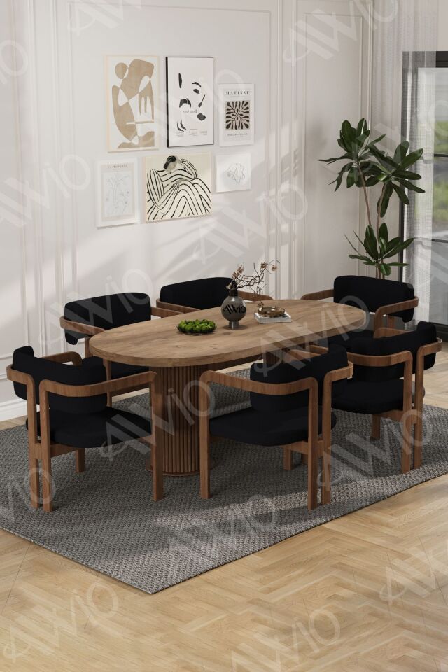 Arion Serisi Bohem Ayak 6'lı Tokyo Metal Demonte Sandalye 80x160 Masa Sandalye Takımı