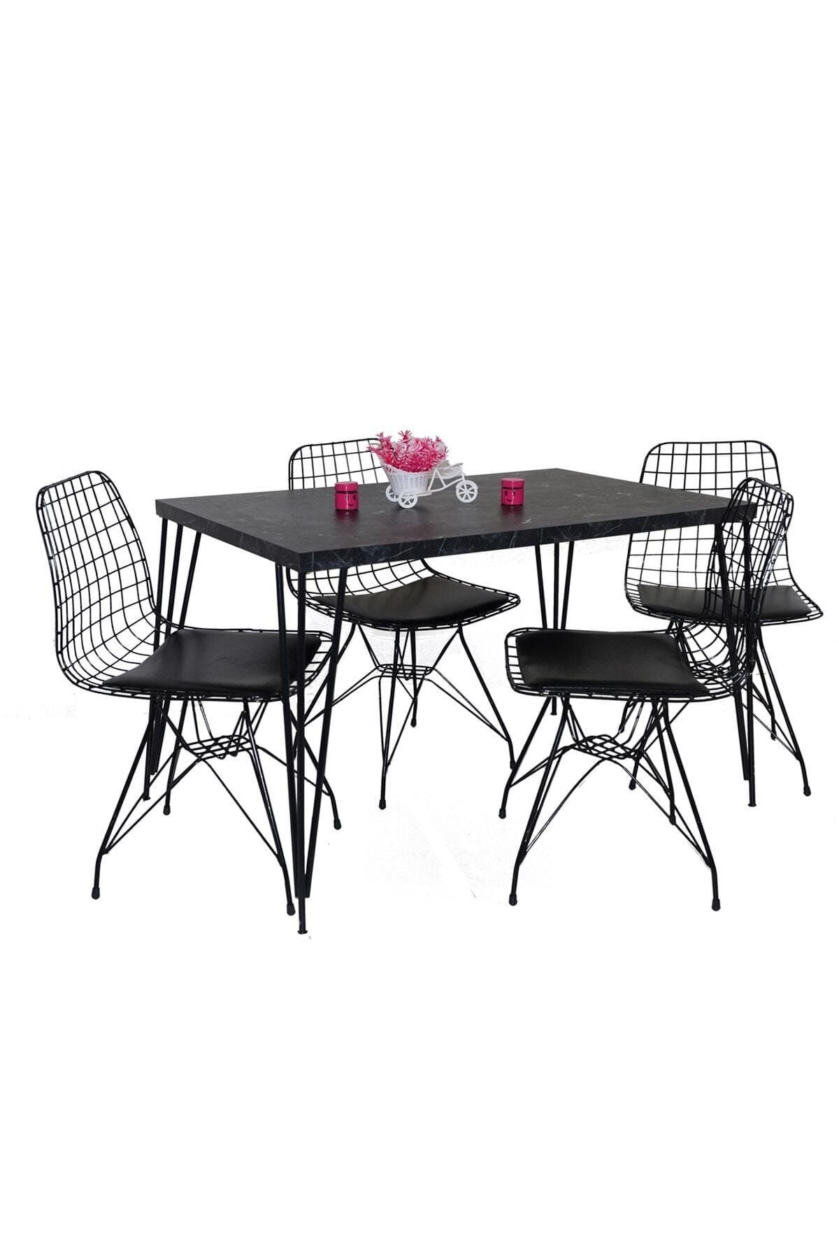 Avvio 60x120 Defne 4 Kişilik Yemek Masası Mutfak Masası Masa Sandalye Oval Kenar
