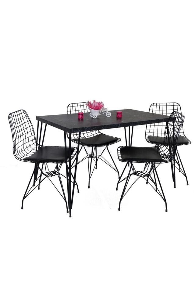 Avvio 60x120 Defne 4 Kişilik Yemek Masası Mutfak Masası Masa Sandalye Oval Kenar