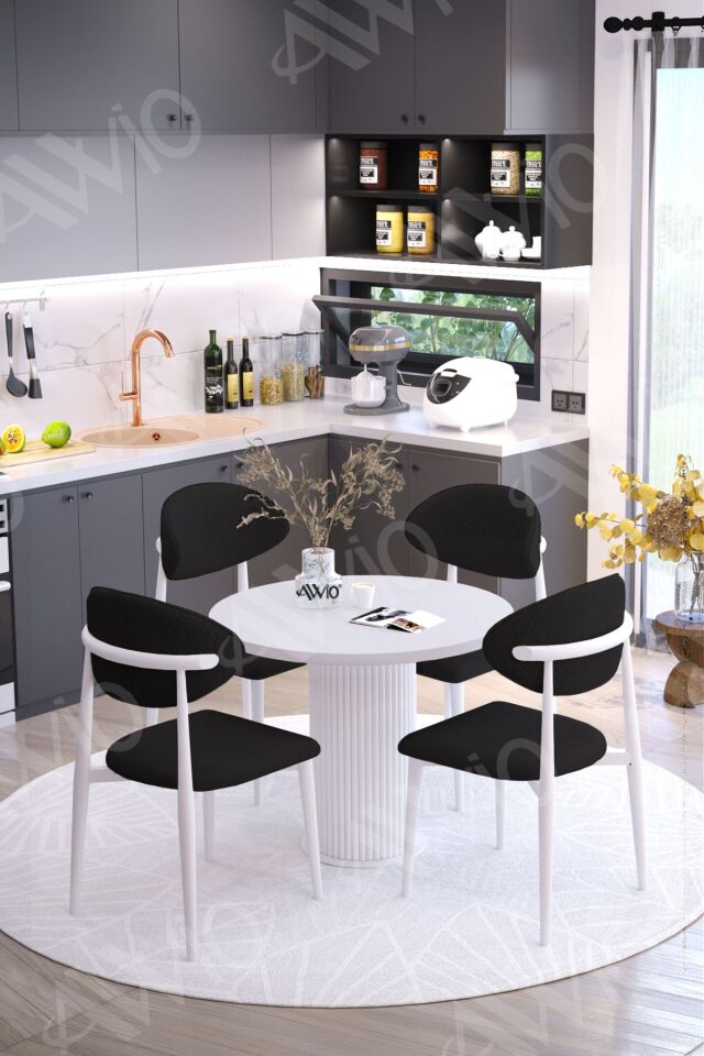 ALDO PTT Ayak BEYAZ Polo Metal Sandalye 90X90 Yemek Masası Mutfak Masası Masa Sandalye Takımı BEYAZ - 90X90