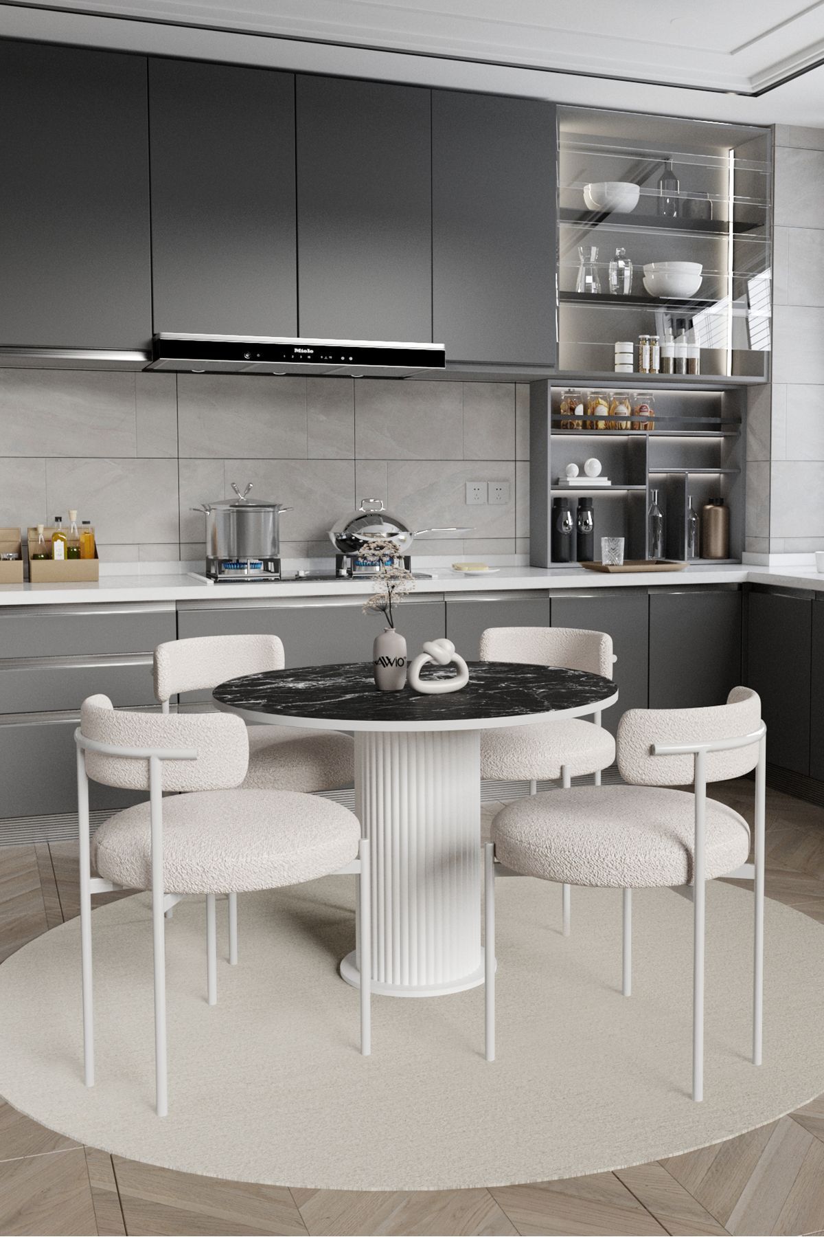 Tian Bohem Ayak 4'lü Teddy Sandalye 90x90 Masa Sandalye Takımı