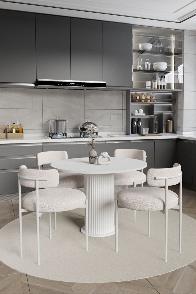 Tian Bohem Ayak 4'lü Teddy Sandalye 90x90 Masa Sandalye Takımı