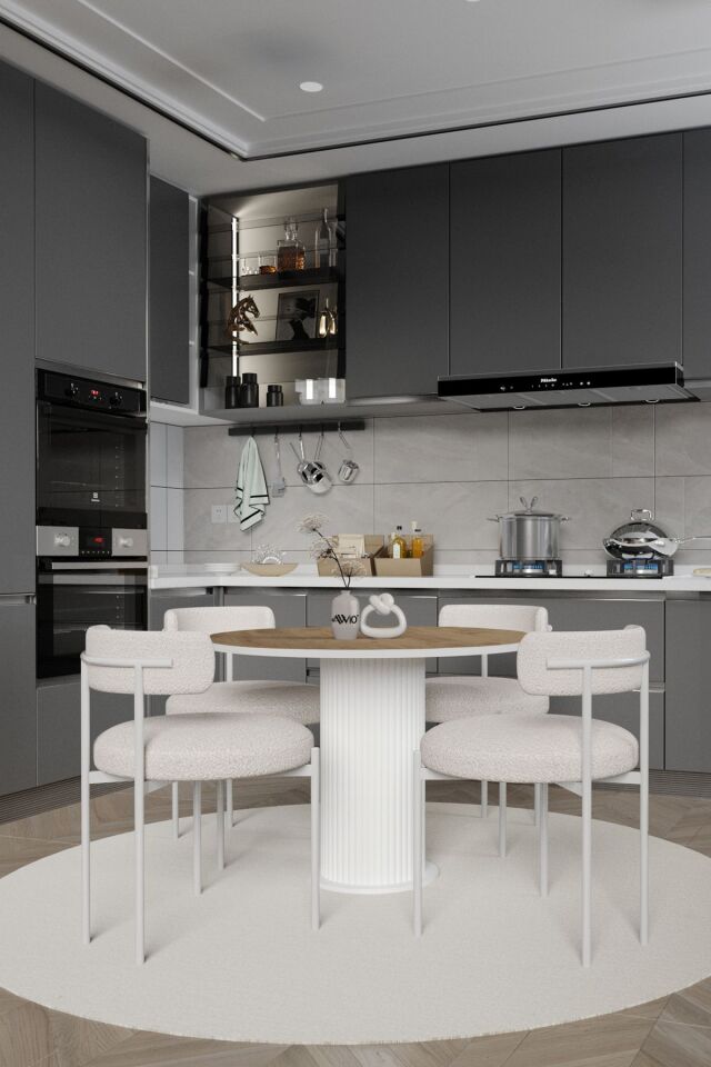 Tian Bohem Ayak 4'lü Teddy Sandalye 90x90 Masa Sandalye Takımı