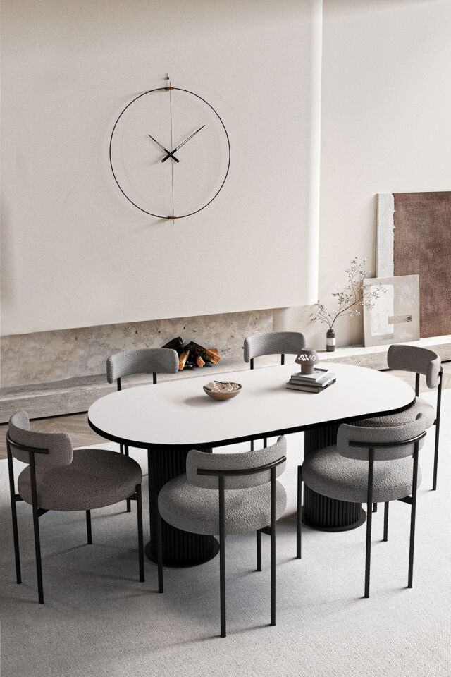 Vienna Teddy Sandalye 80x160 Yemek Masası Mutfak Masası 6 Kişilik Masa Sandalye Takımı