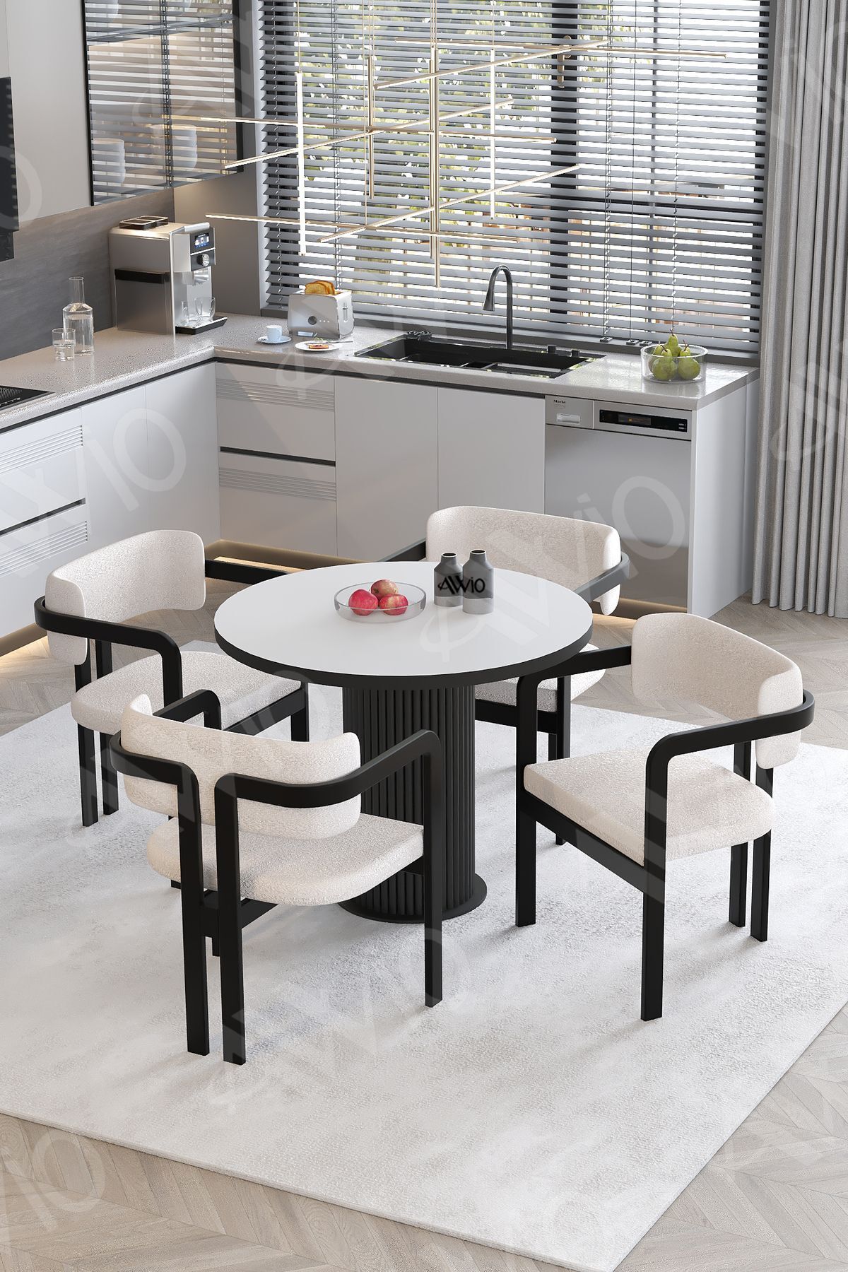 Bella Bohem Ayak 4'lü Tokyo Metal Demonte Sandalye 90x90 Masa Sandalye Takımı