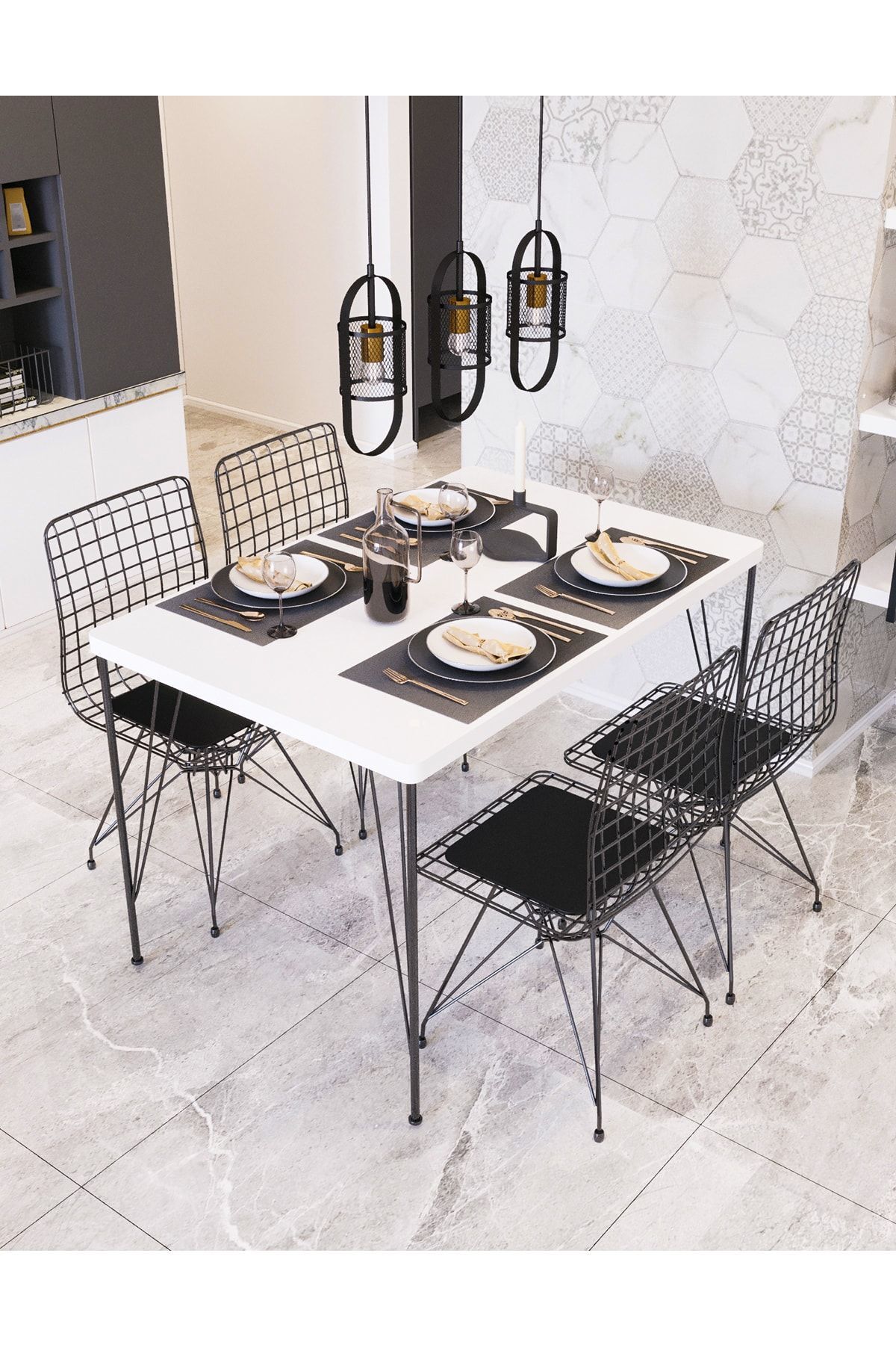 60x120 Sera Mutfak Masası Yemek Masası BEYAZ - 60X120