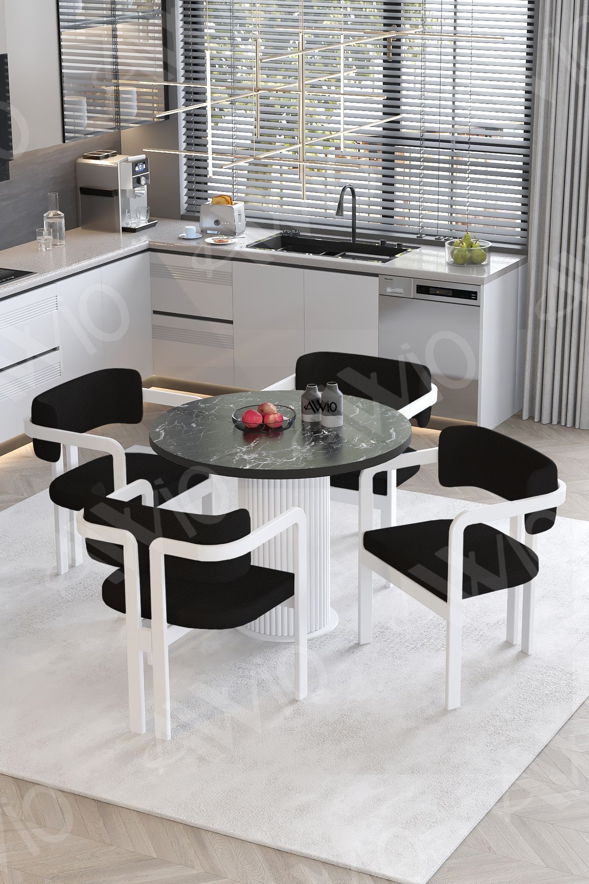 Sirius Bohem Ayak 4'lü Tokyo Metal Demonte Sandalye 90x90 Masa Sandalye Takımı