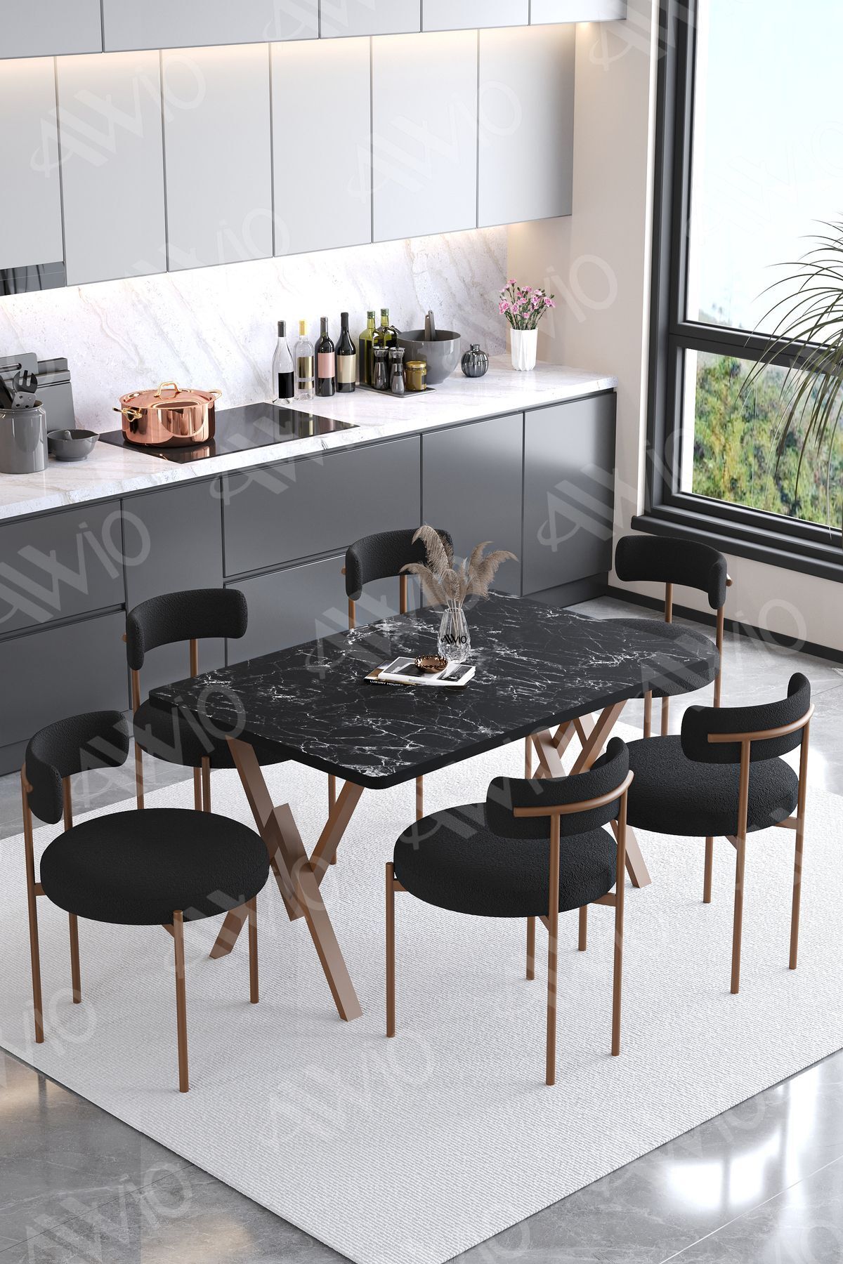 Teddy Sandalye 80x140 Yemek Masası Mutfak Masası 6 Kişilik Masa Sandalye Takımı