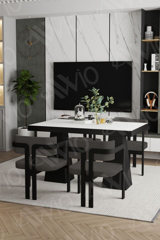 Valery Lake MDF Ayak Tokyo Demonte Sandalye 80x120 Yemek Masası Mutfak Masası 4 Kişilik