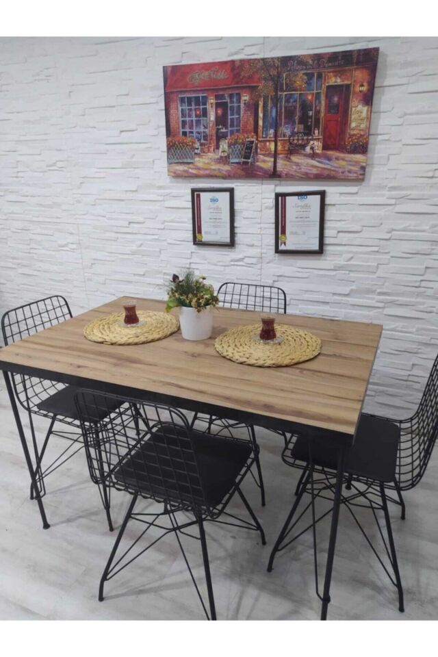 Avvio Mercan 4 Kişilik 60-120 Yemek Masası Takımı-mutfak Masası Takımı-balkon Masa Takımı Oval Kenar