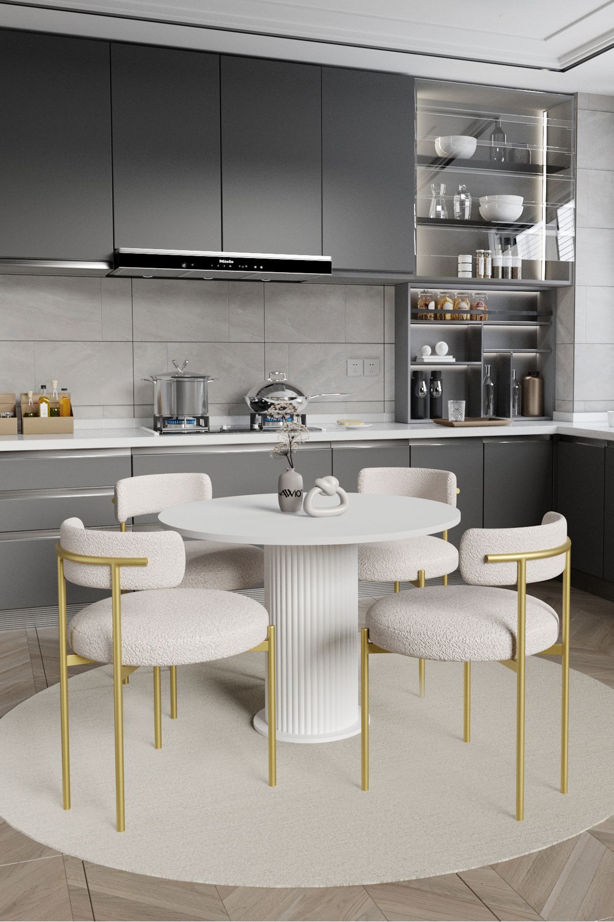 Armony Bohem Lake Mdf Ayak 90x90 Yemek Masası Mutfak Masası Masa Sandalye Takımı BEYAZ - 90X90