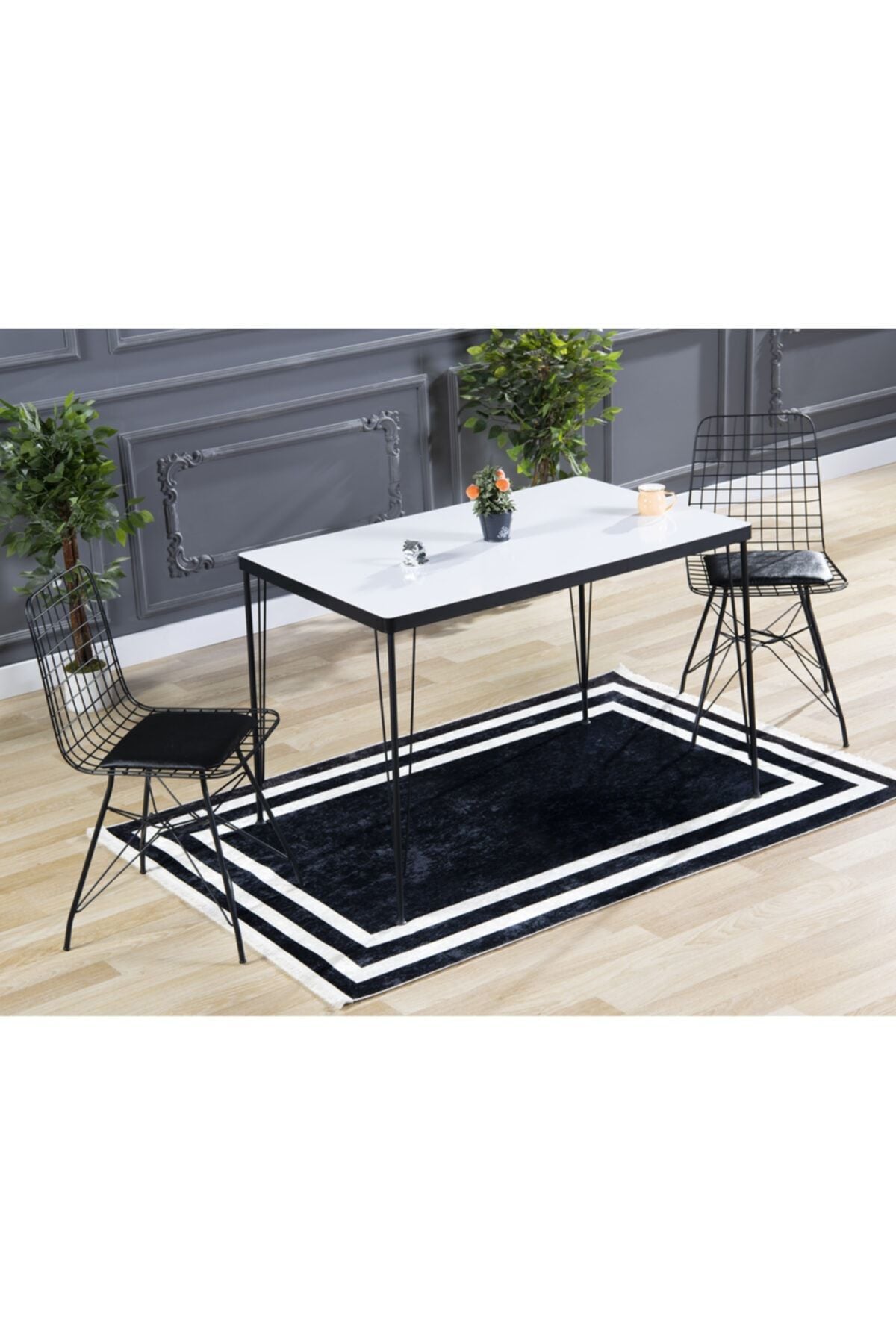 Rixos 2 Kişilik Yemek Masası Takımı-mutfak Masası Takımı-düz Beyaz 60x90 Oval Kenar