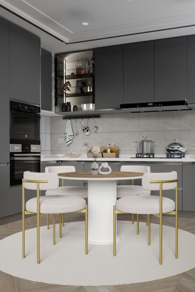 Armony Bohem Lake Mdf Ayak 90x90 Yemek Masası Mutfak Masası Masa Sandalye Takımı