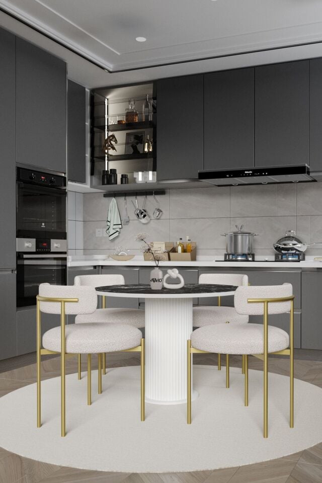 Armony Bohem Lake Mdf Ayak 90x90 Yemek Masası Mutfak Masası Masa Sandalye Takımı