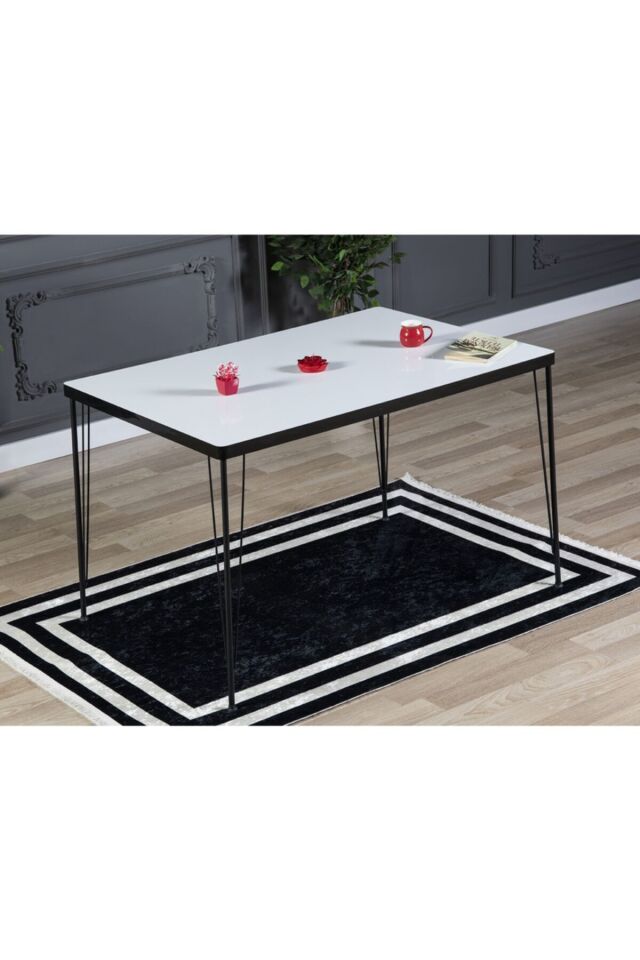 Arya 4 Kişilik 80x120 Yemek Masası Takımı-mutfak Masası Takımı- Düz Beyaz Oval Kenar