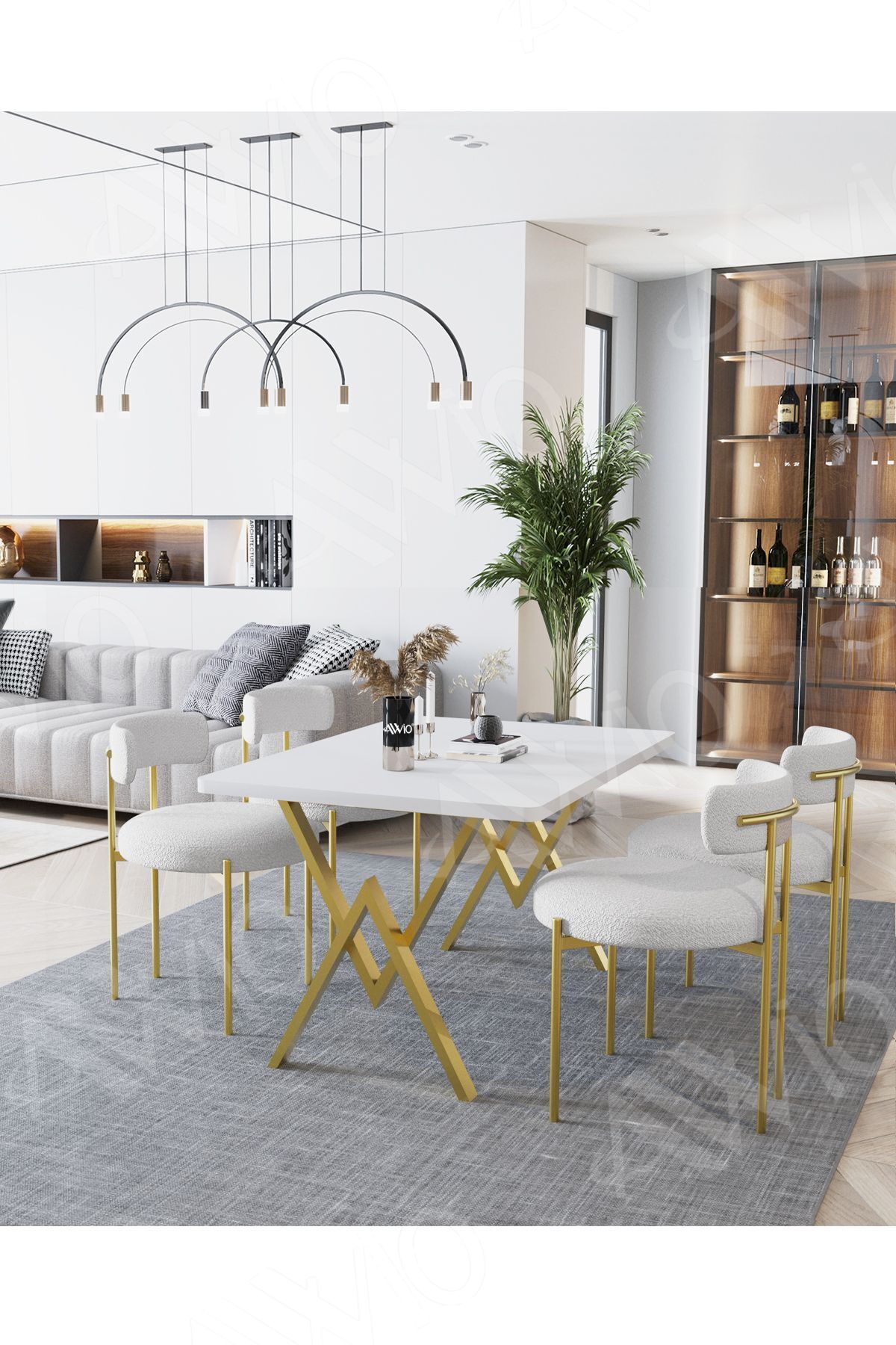 MAT GOLD Teddy Sandalye 80x120 Yemek Masası Mutfak Masası 4 Kişilik Masa Sandalye Takımı